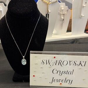 Swarovski Silver Necklace with Aquamarine Crystal